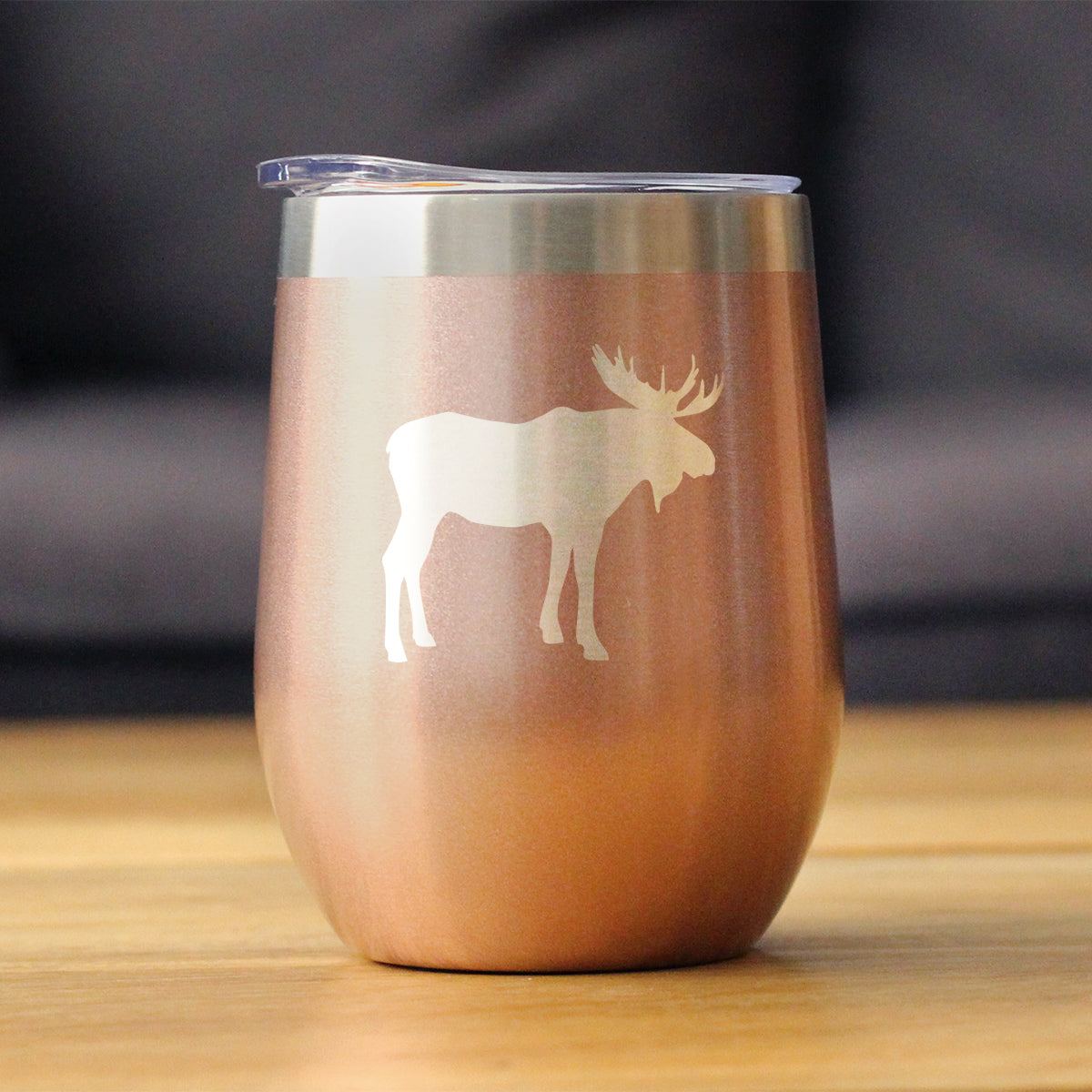Moose Silhouette - Wine Tumbler with Sliding Lid