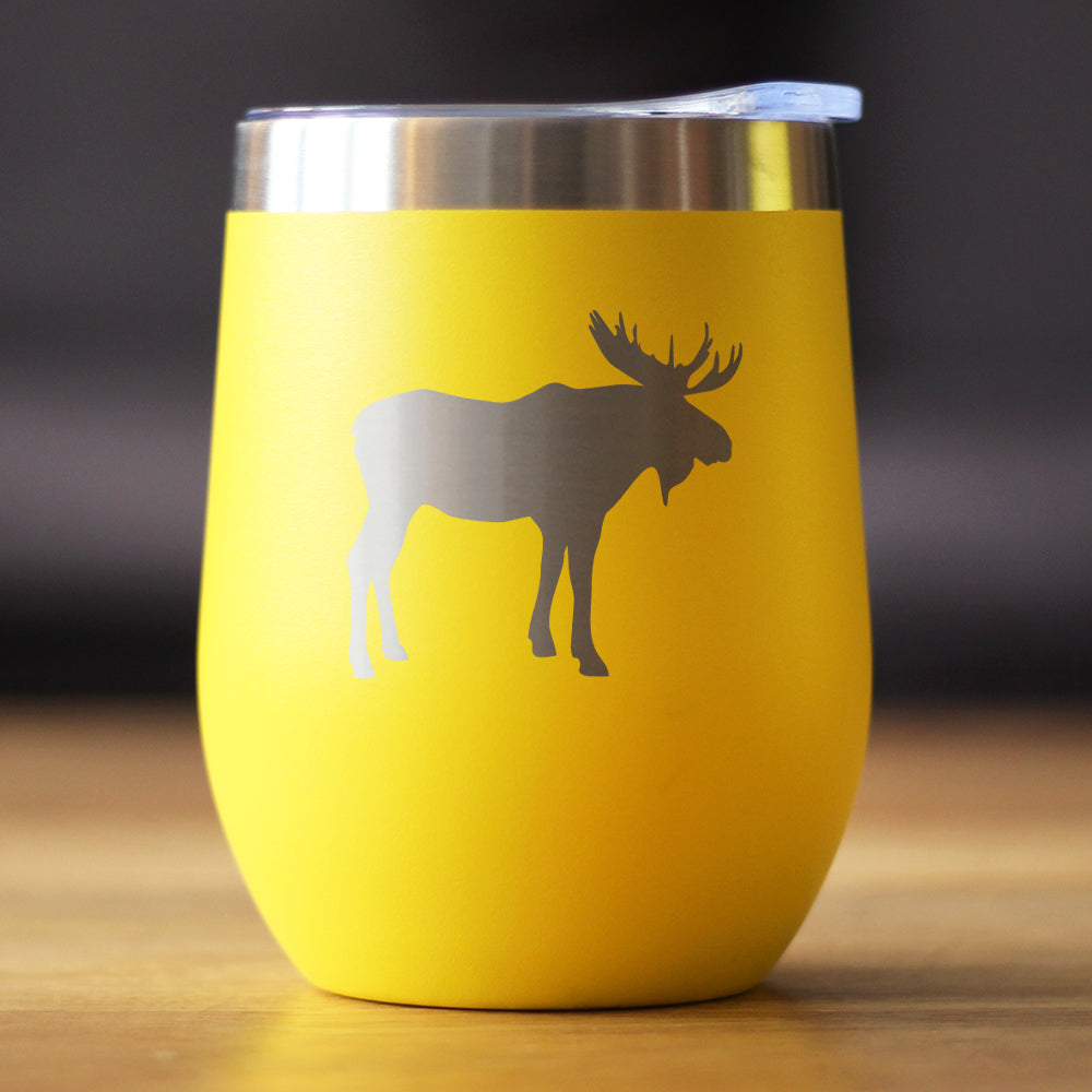 Moose Silhouette - Wine Tumbler with Sliding Lid