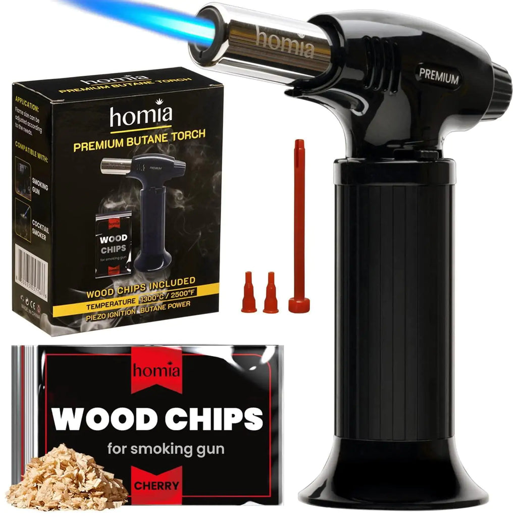 Butane Torch with Adjustable Flame | Smoking Gun Torch with Wood Chips