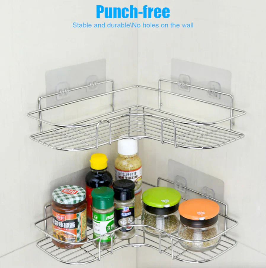Corner Shower Caddy Shelf | No-Drill Triangular Bathroom Storage Rack