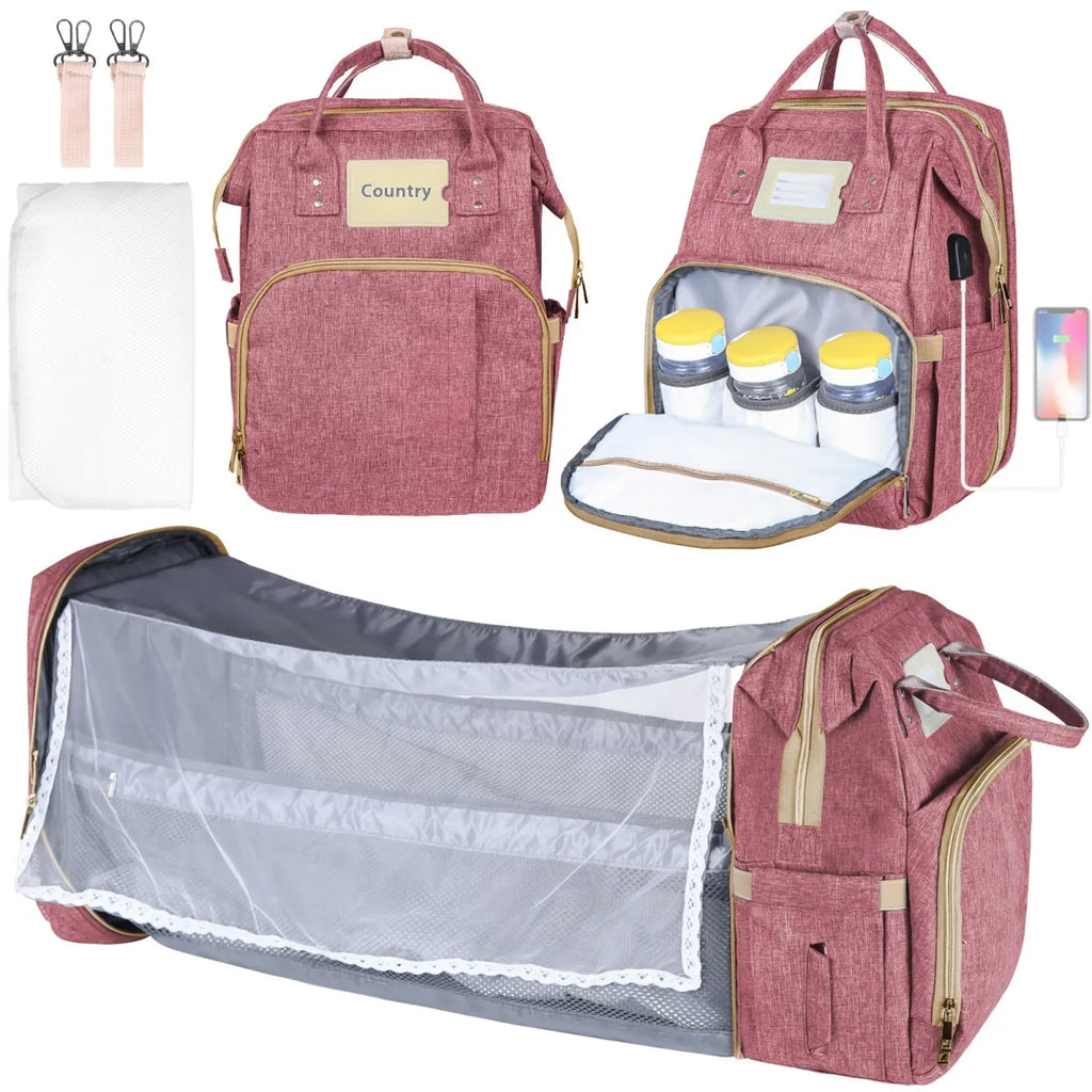 Large Multifunctional Mummy Backpack | Diaper Bag for Camping & Family Travel