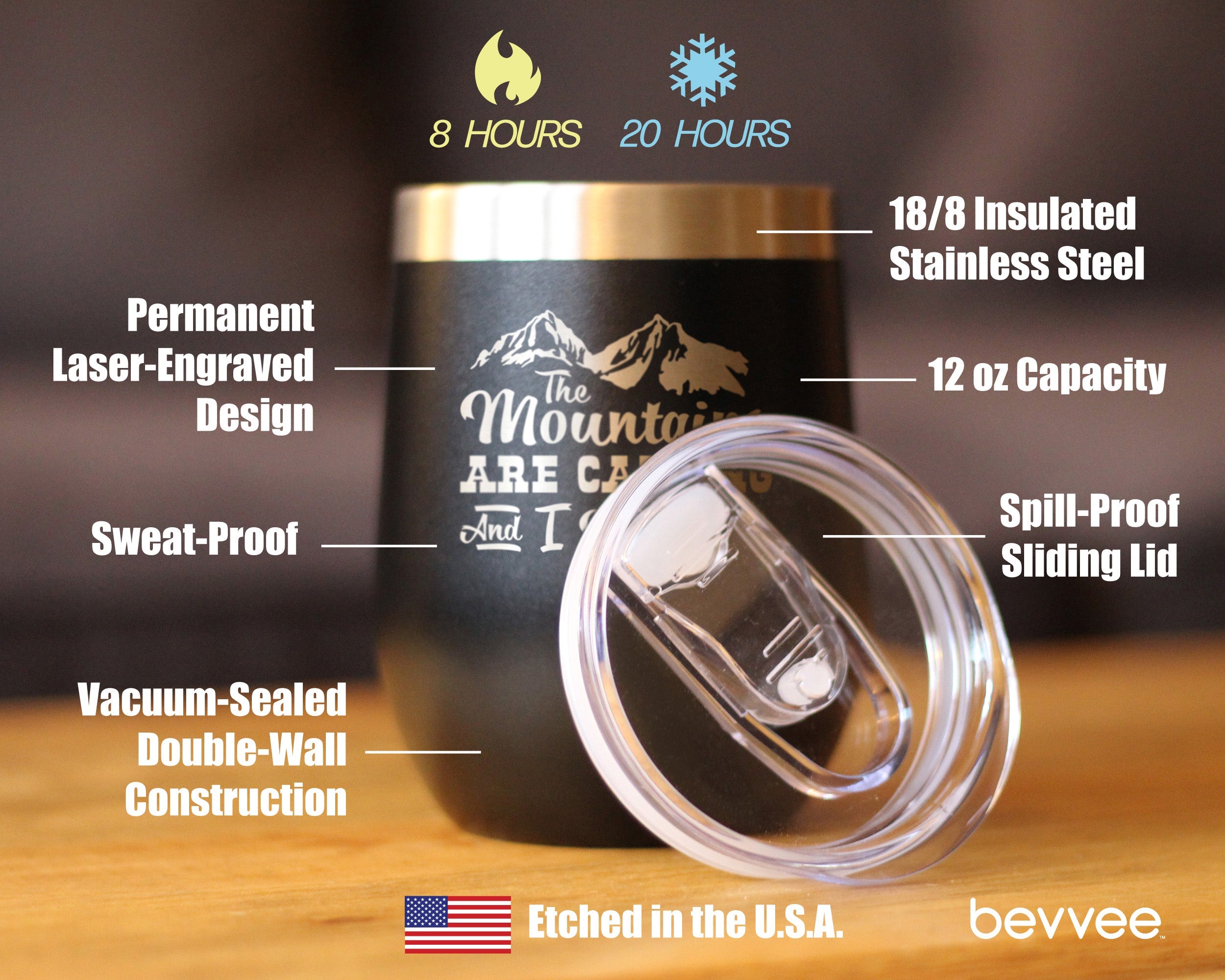 Mountains Are Calling - Wine Tumbler Glass with Sliding Lid