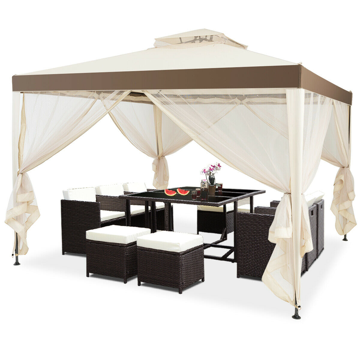 Canopy with Mosquito Netting-Beige