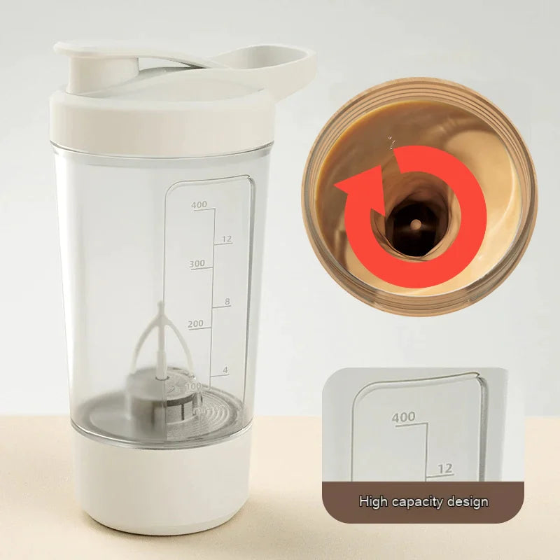 Electric Protein Shaker Bottle 400ML – USB Rechargeable Blender Cup