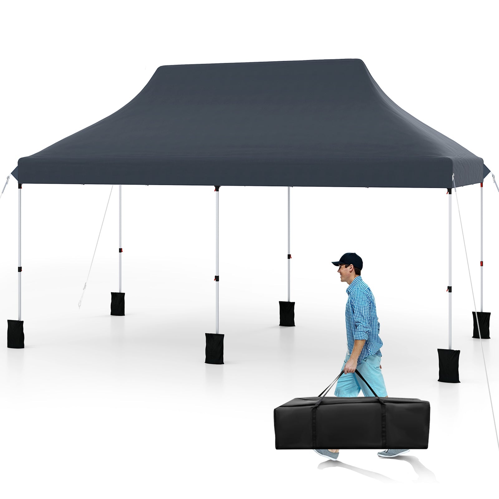 10 x 20 FT Pop up Canopy with Carry Bag-Black
