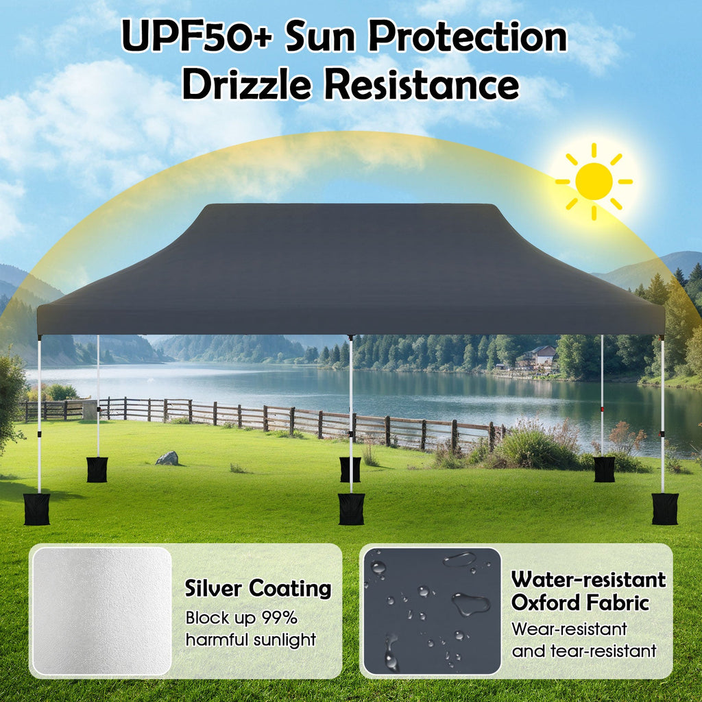10 x 20 FT Pop up Canopy with Carry Bag-Black