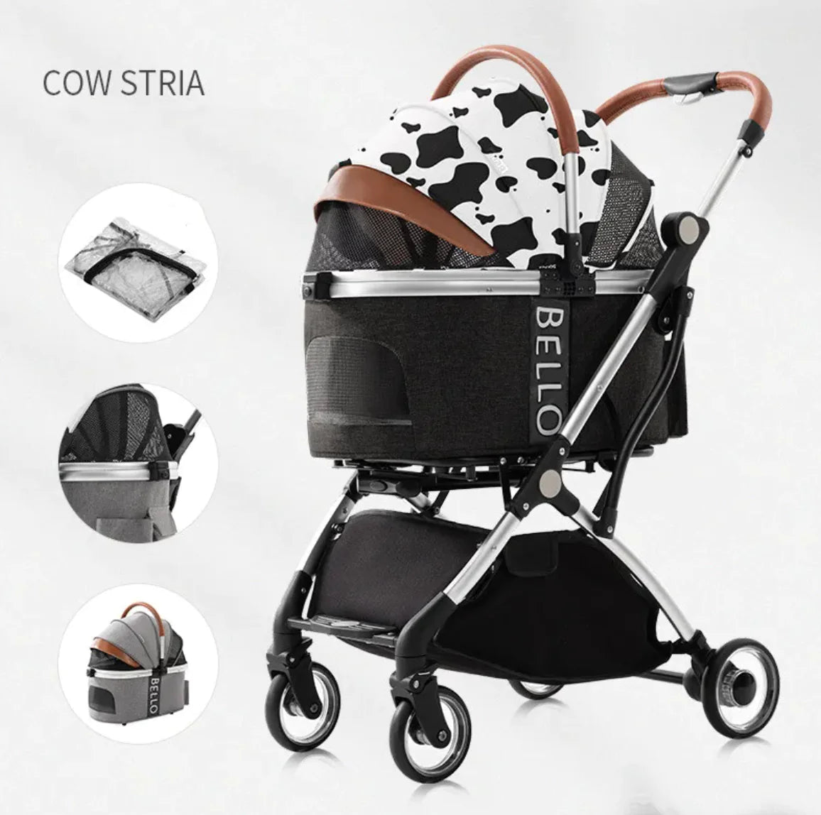Foldable Four-Wheel Pet Stroller | Portable Dog & Cat Stroller for Camping & Travel