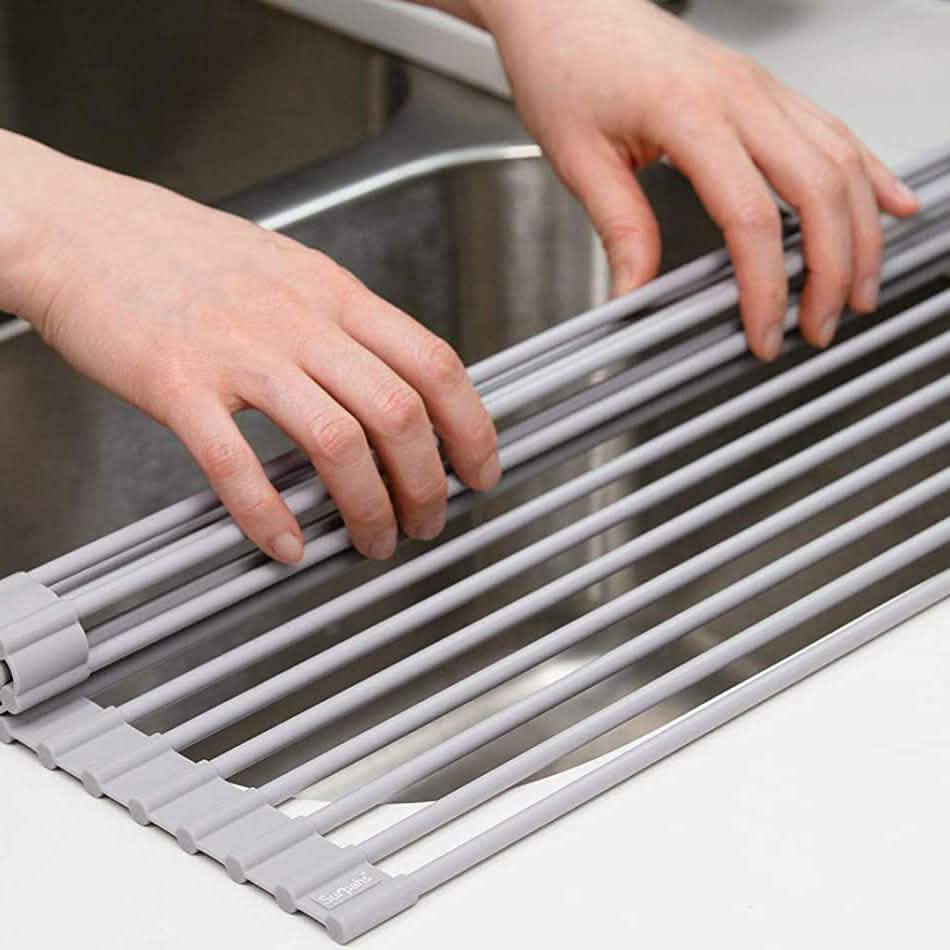 Over the Sink Multipurpose Roll-Up Dish Drying Rack