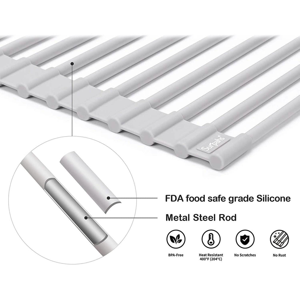 Over the Sink Multipurpose Roll-Up Dish Drying Rack