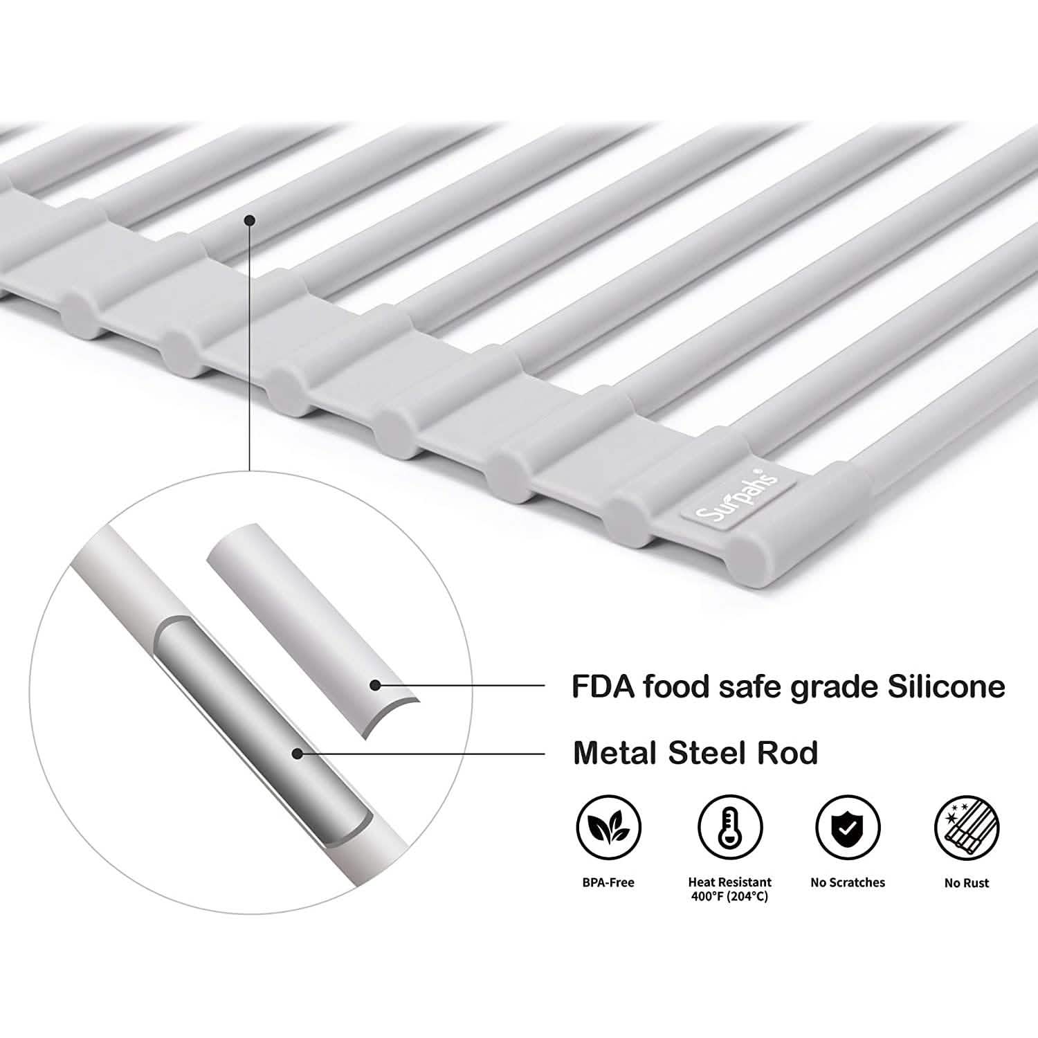 Over the Sink Multipurpose Roll-Up Dish Drying Rack