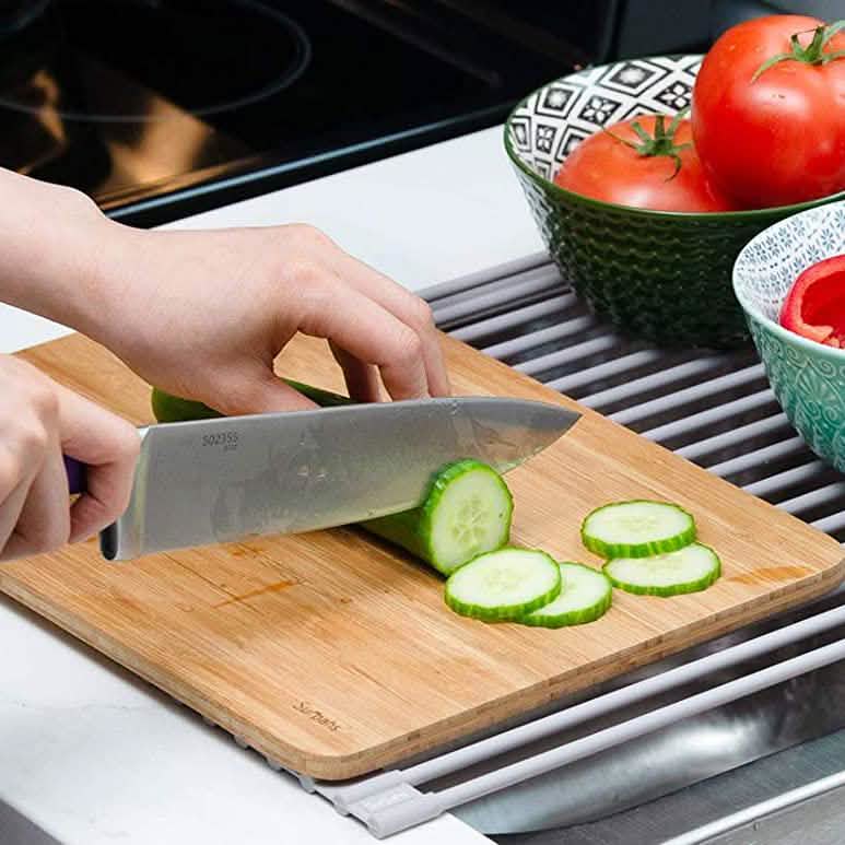 Over the Sink Multipurpose Roll-Up Dish Drying Rack