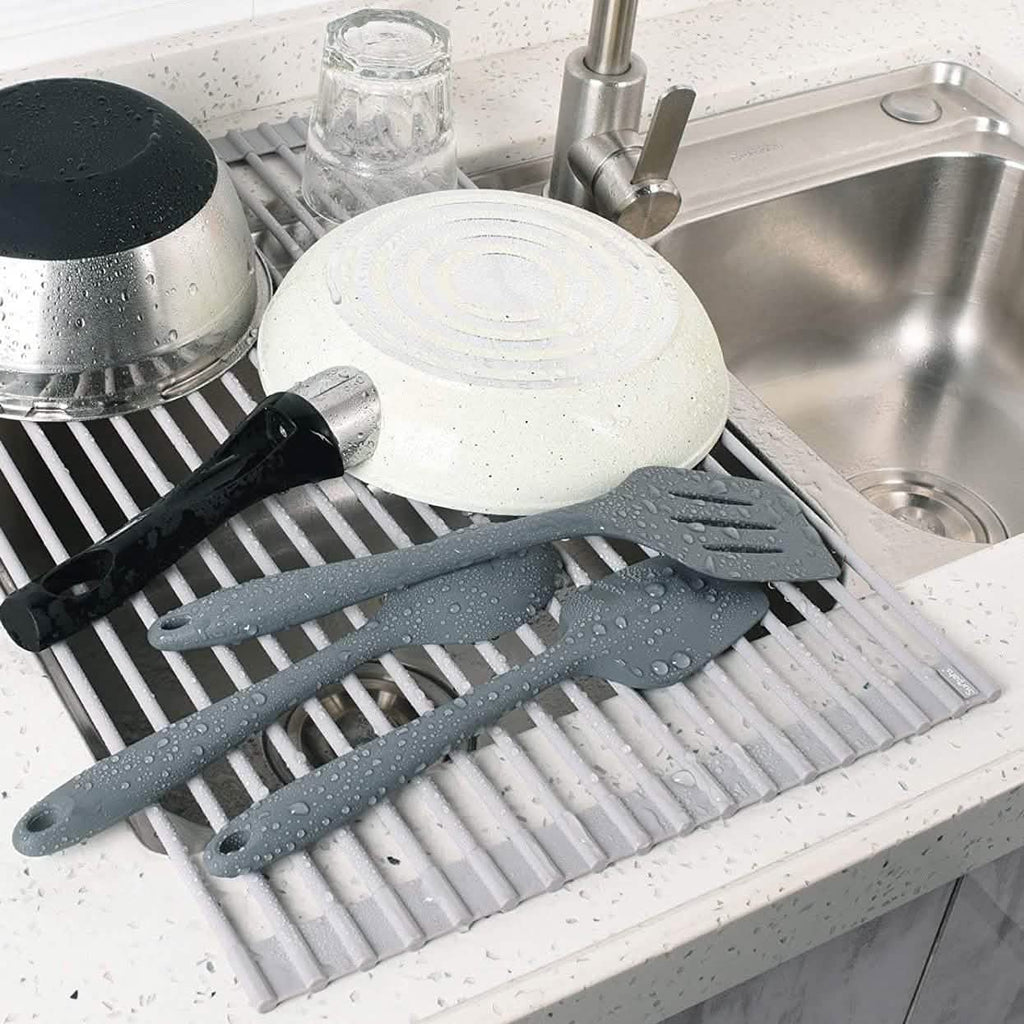Over the Sink Multipurpose Roll-Up Dish Drying Rack
