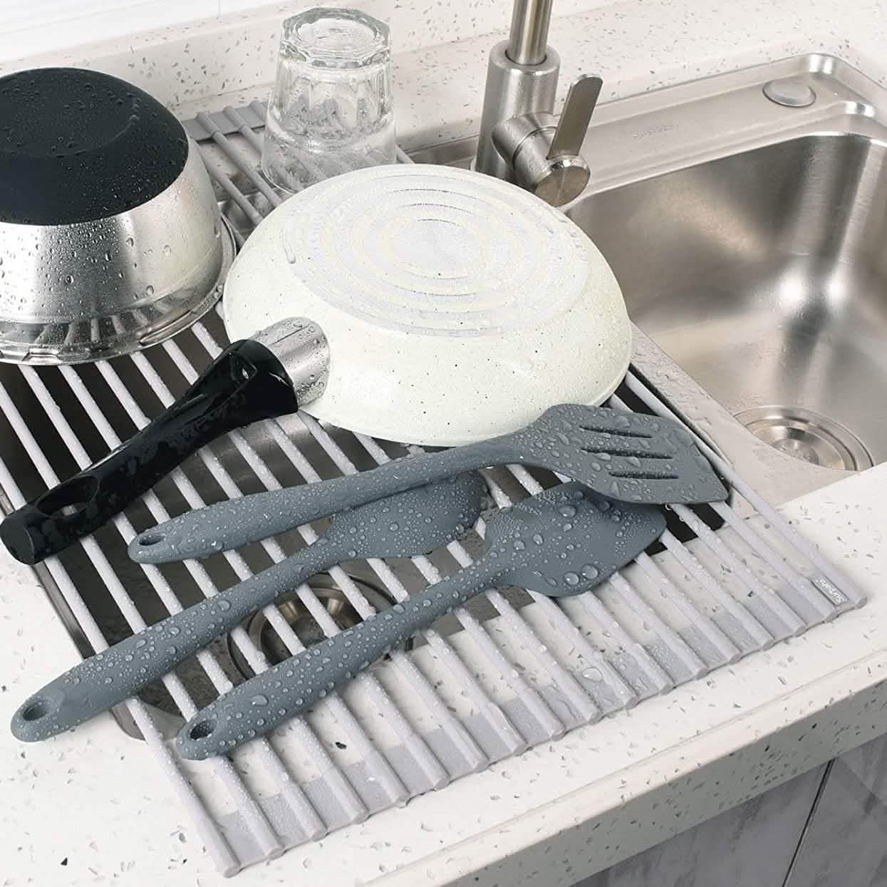 Over the Sink Multipurpose Roll-Up Dish Drying Rack