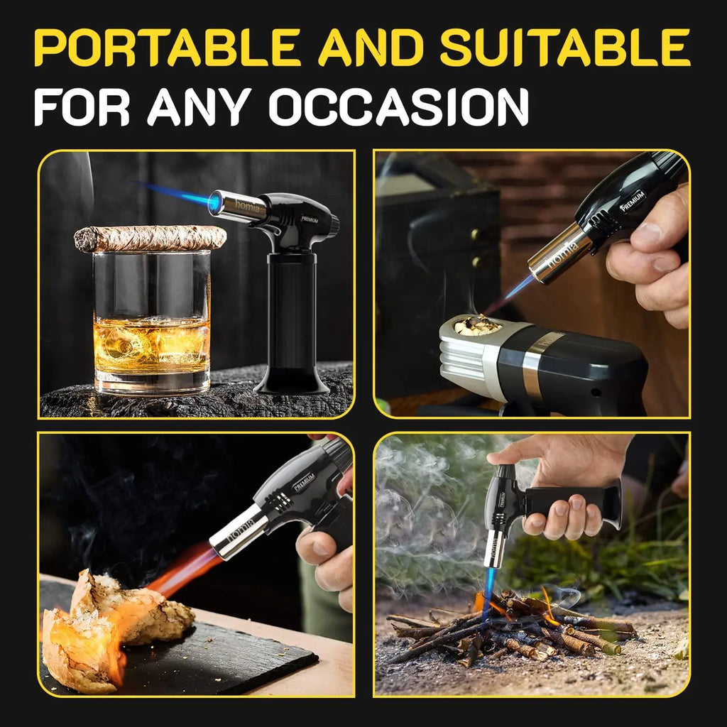 Butane Torch with Adjustable Flame | Smoking Gun Torch with Wood Chips