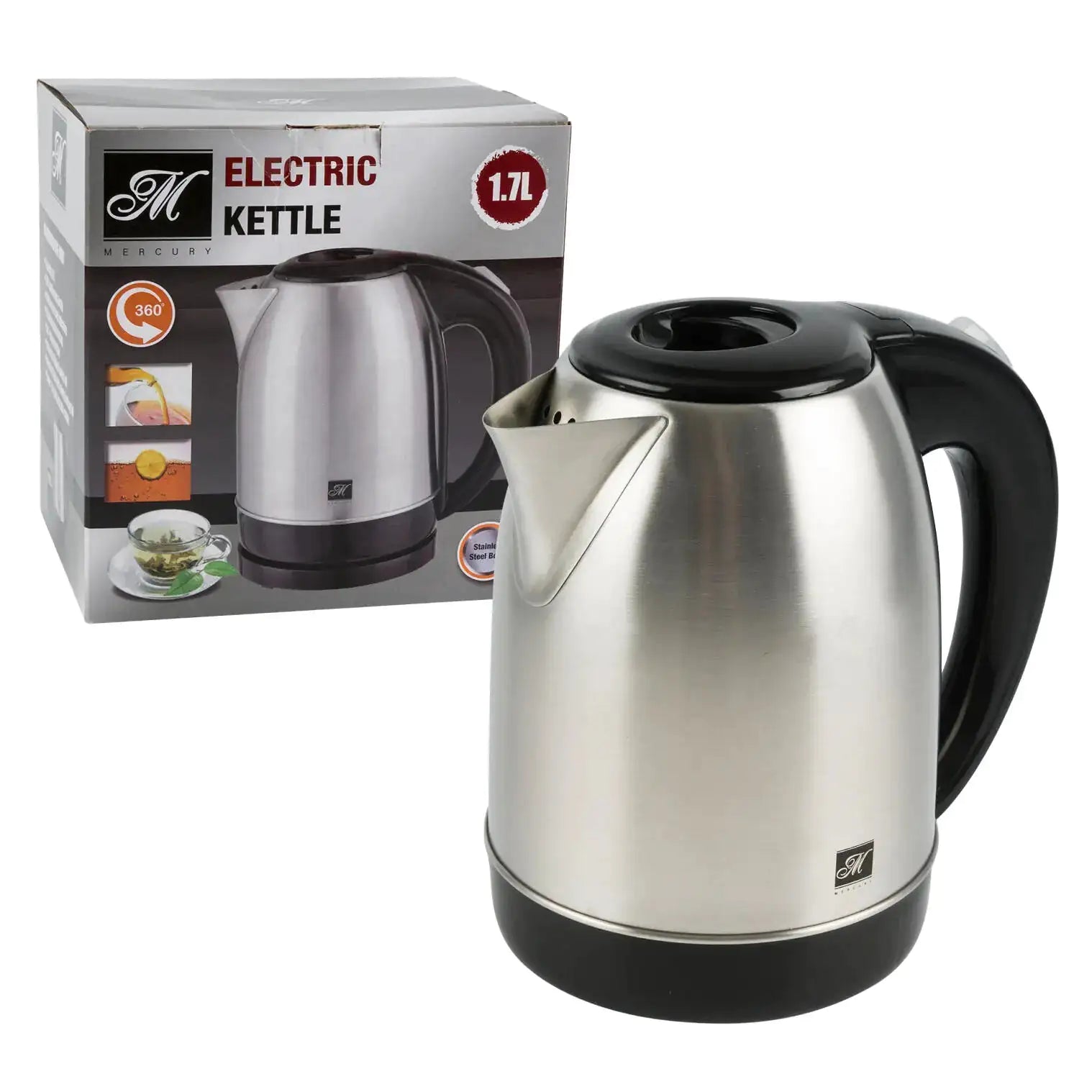 Mercury Stainless Steel Cordless Electric Kettle – 1.7L