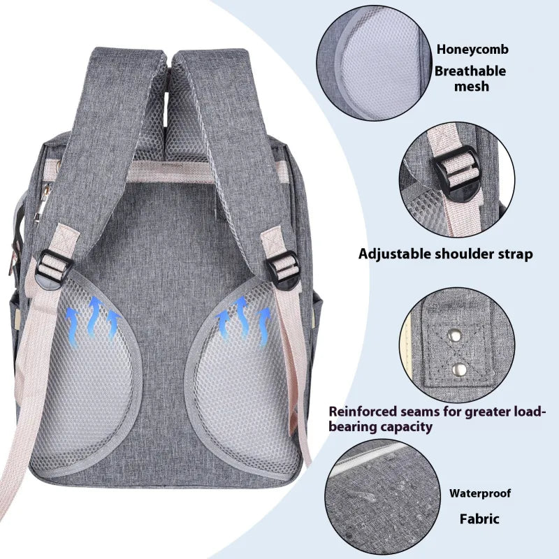 Large Multifunctional Mummy Backpack | Diaper Bag for Camping & Family Travel
